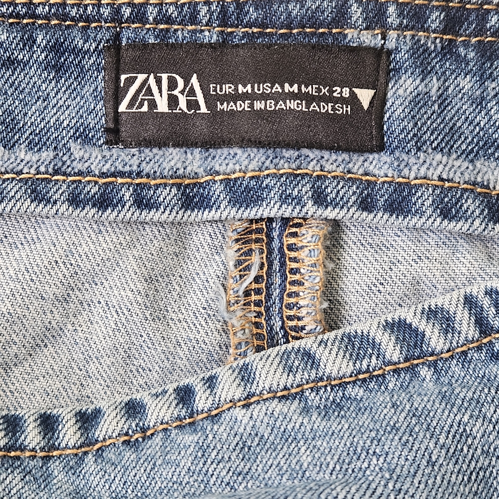 Zara Light Blue Denim Mini Skirt 100%cotton - Picture 3 of 6